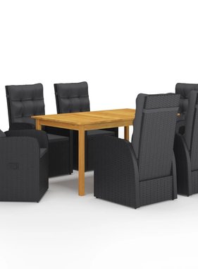 VidaXL 7-delige Tuinset zwart