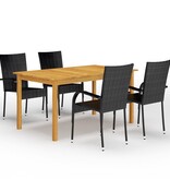 VidaXL 5-delige Tuinset zwart