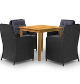 VidaXL 5-delige Tuinset zwart