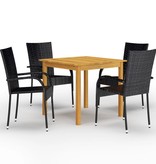 VidaXL 5-delige Tuinset zwart