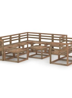 VidaXL 10-delige Loungeset bruin geïmpregneerd grenenhout