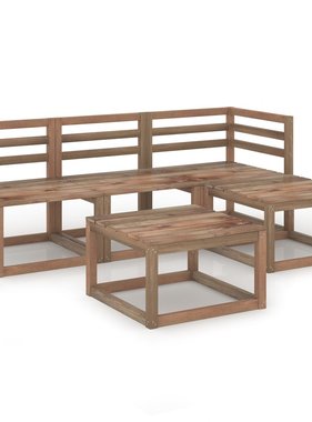 VidaXL 5-delige Loungeset bruin geïmpregneerd grenenhout