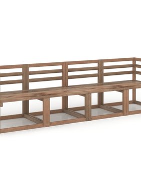 VidaXL 4-delig Tuinbankstel pallet geïmpregneerd grenenhout bruin