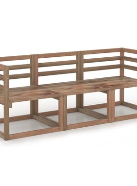 VidaXL 3-delig Tuinbankstel pallet geïmpregneerd grenenhout bruin