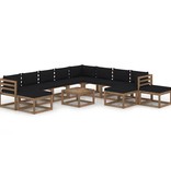 VidaXL 12-delige Loungeset met zwarte kussens