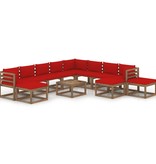 VidaXL 12-delige Loungeset met rode kussens