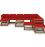 VidaXL 12-delige Loungeset met rode kussens