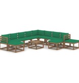 VidaXL 12-delige Loungeset met groene kussens