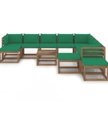 VidaXL 12-delige Loungeset met groene kussens
