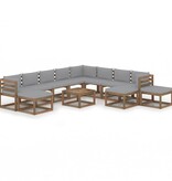 VidaXL 12-delige Loungeset met grijze kussens