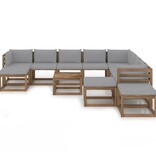 VidaXL 12-delige Loungeset met grijze kussens