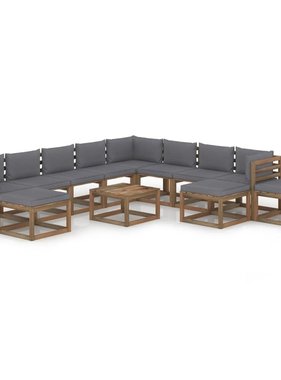 VidaXL 12-delige Loungeset met antracietkleurige kussens