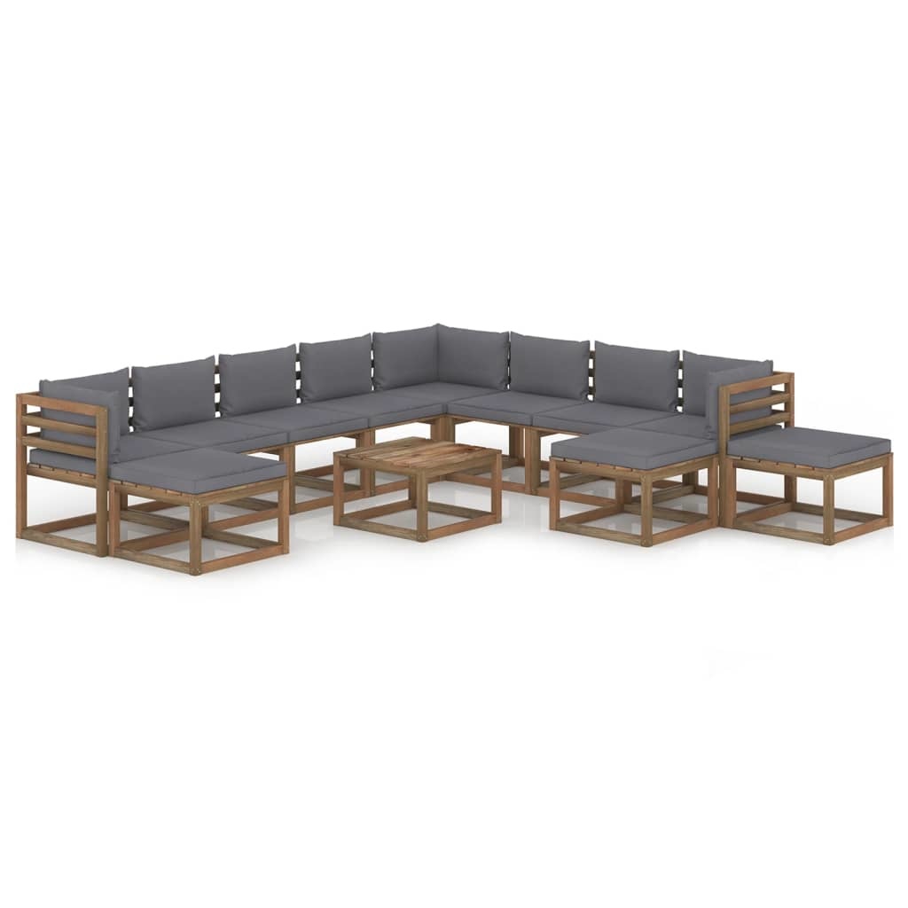 VidaXL 12-delige Loungeset met antracietkleurige kussens