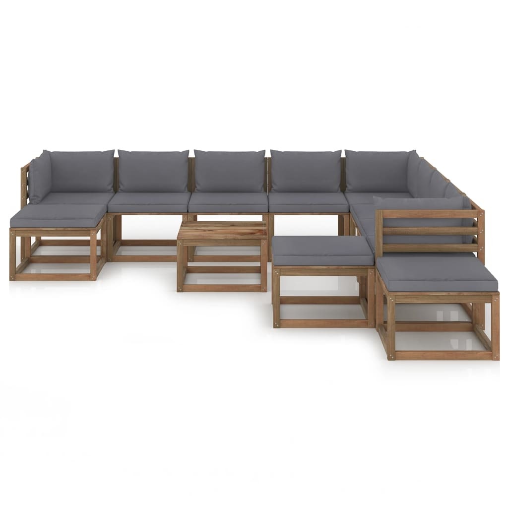 VidaXL 12-delige Loungeset met antracietkleurige kussens
