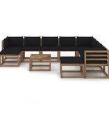 VidaXL 11-delige Loungeset met zwarte kussens