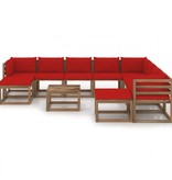 VidaXL 11-delige Loungeset met rode kussens