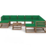 VidaXL 11-delige Loungeset met groene kussens