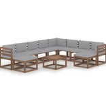 VidaXL 11-delige Loungeset met grijze kussens