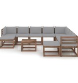 VidaXL 11-delige Loungeset met grijze kussens