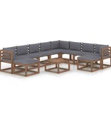 VidaXL 11-delige Loungeset met antracietkleurige kussens