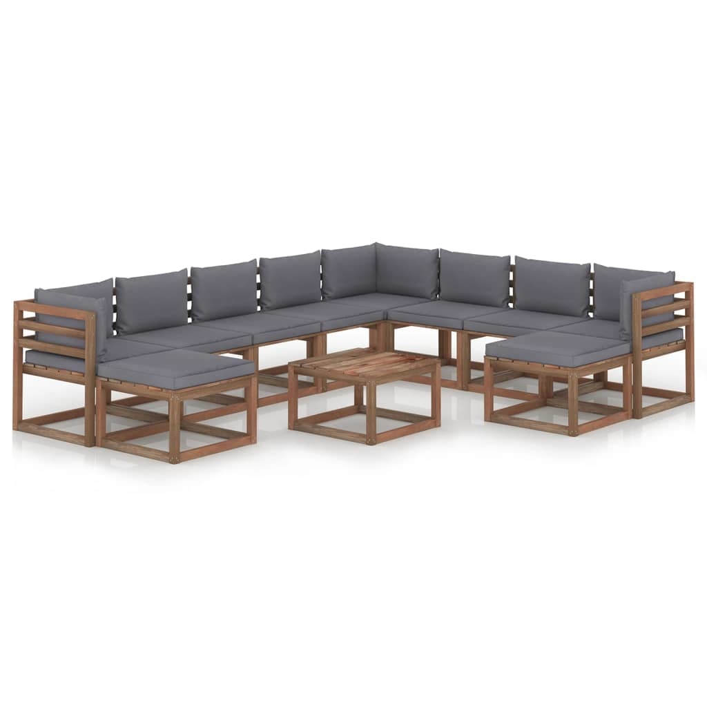 VidaXL 11-delige Loungeset met antracietkleurige kussens