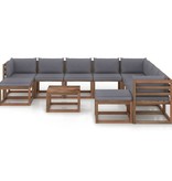 VidaXL 11-delige Loungeset met antracietkleurige kussens
