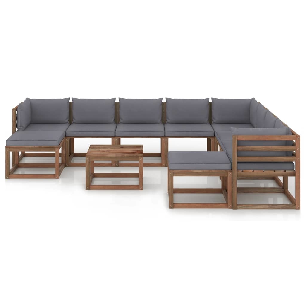 VidaXL 11-delige Loungeset met antracietkleurige kussens