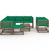 VidaXL 10-delige Loungeset met groene kussens