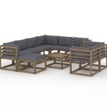 VidaXL 10-delige Loungeset met antracietkleurige kussens