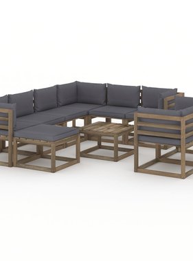 VidaXL 10-delige Loungeset met antracietkleurige kussens