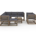 VidaXL 10-delige Loungeset met antracietkleurige kussens