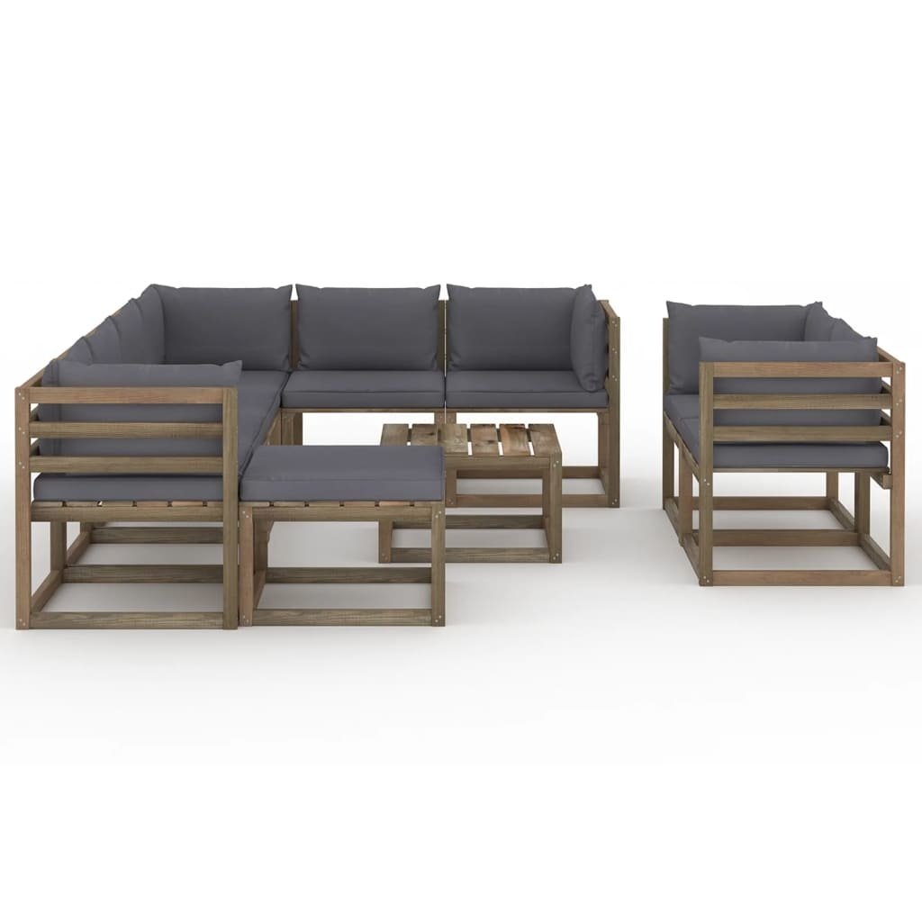 VidaXL 10-delige Loungeset met antracietkleurige kussens