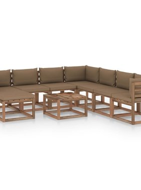 VidaXL 9-delige Loungeset met taupe kussens