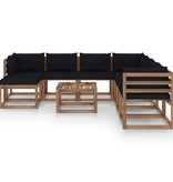 VidaXL 9-delige Loungeset met zwarte kussens