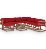 VidaXL 9-delige Loungeset met rode kussens