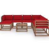 VidaXL 9-delige Loungeset met rode kussens