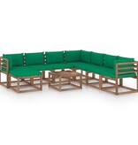 VidaXL 9-delige Loungeset met groene kussens