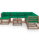 VidaXL 9-delige Loungeset met groene kussens