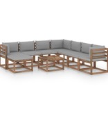 VidaXL 9-delige Loungeset met grijze kussens
