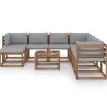 VidaXL 9-delige Loungeset met grijze kussens