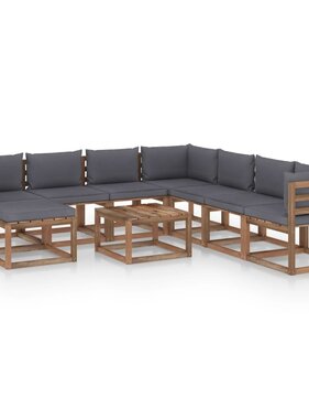 VidaXL 9-delige Loungeset met antracietkleurige kussens