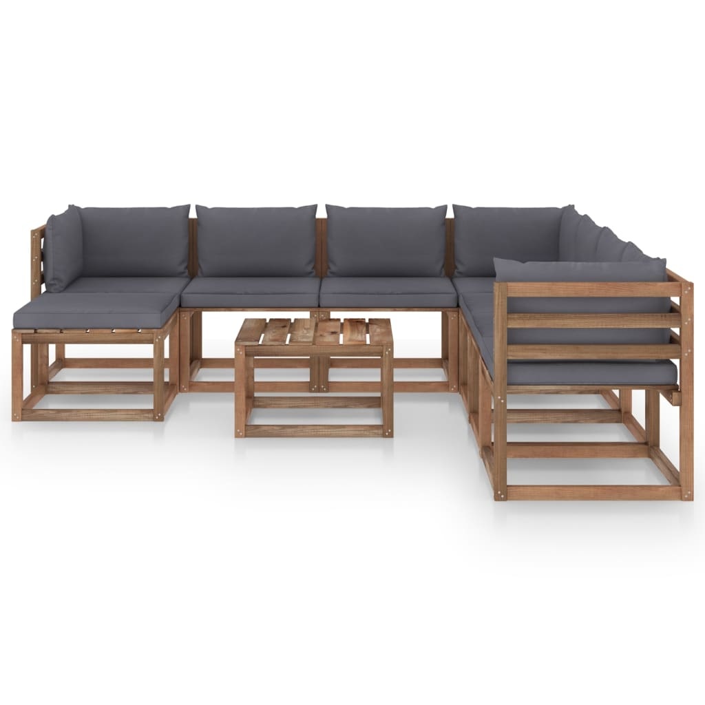 VidaXL 9-delige Loungeset met antracietkleurige kussens