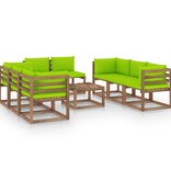 VidaXL 9-delige Loungeset met heldergroene kussens