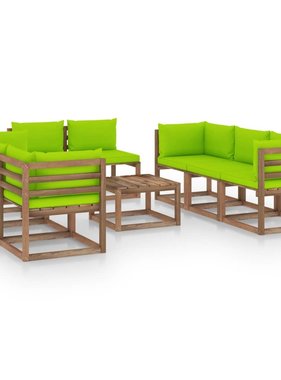 VidaXL 9-delige Loungeset met heldergroene kussens