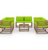 VidaXL 9-delige Loungeset met heldergroene kussens