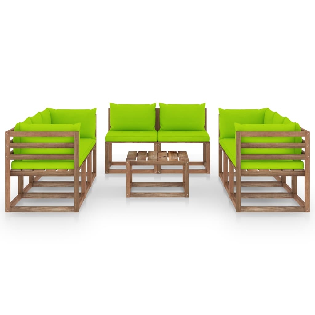 VidaXL 9-delige Loungeset met heldergroene kussens