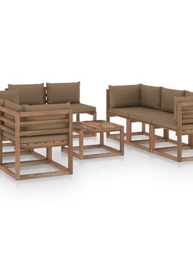 VidaXL 9-delige Loungeset met taupe kussens
