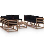 VidaXL 9-delige Loungeset met zwarte kussens