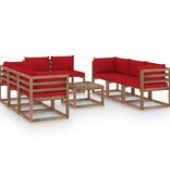 VidaXL 9-delige Loungeset met rode kussens