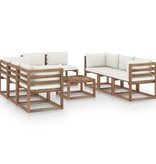 VidaXL 9-delige Loungeset met crèmekleurige kussens